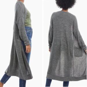Able women’s gray long cardigan size Large